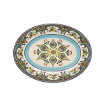 Euro Ceramica Zanzibar Oval Earthenware Platter - Bohemian Style Serving Dish thumbnail 1