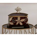 ORE International Folius 11.5 in. Floral Foliage Jewelry Box, Cherry Brown with Silver Accents thumbnail 2