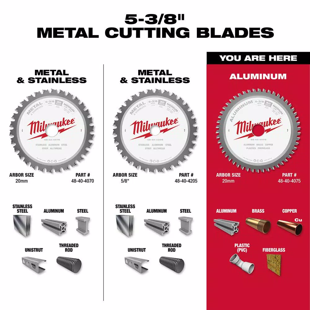 Milwaukee 5-3/8 in. 50T Carbide Aluminum and Metal Cutting Circular Saw Blade