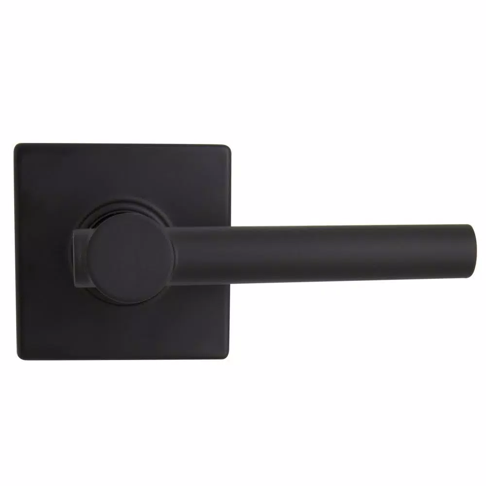 Defiant Highland Matte Black Passage Door Lever with Square Rose