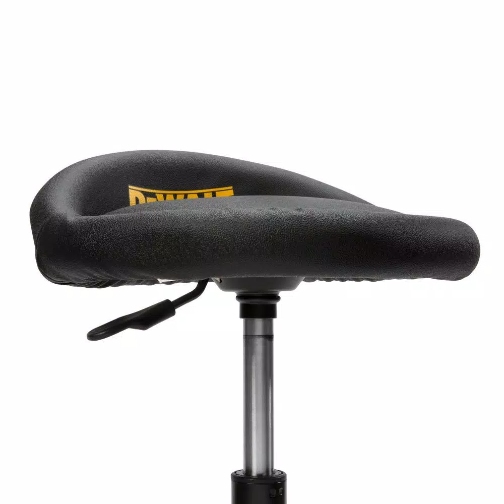 DEWALT Heavy-Duty Adjustable Shop Stool with Casters and Storage Shelf, 300 lb Capacity