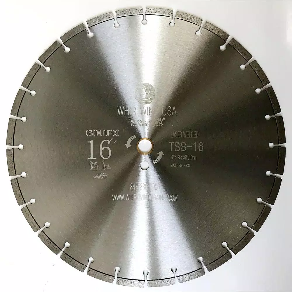 Whirlwind USA 16 in. 28-Teeth Segmented Diamond Saw Blade for Concrete, Stone, and Masonry