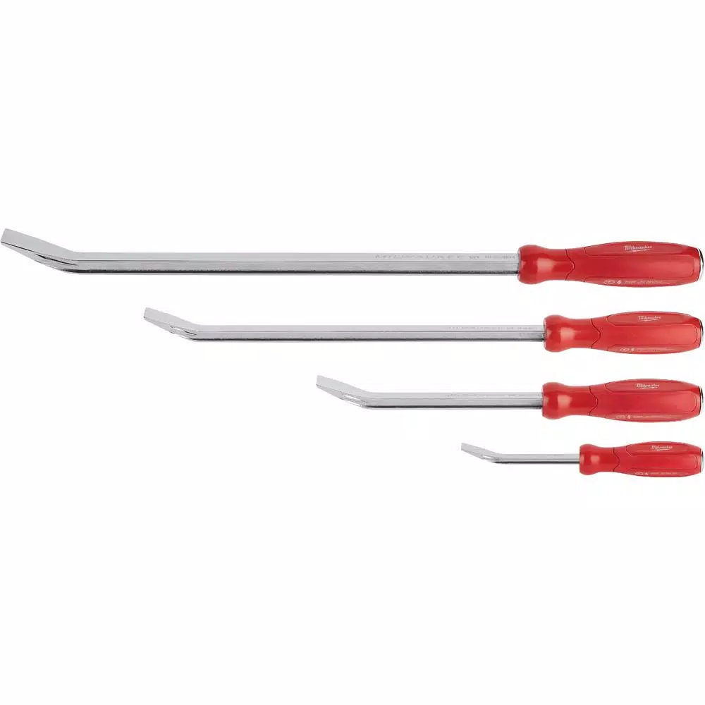 Milwaukee 4-Piece Pry Bar Set with I-Beam Design and Hammer-Ready Strike Cap