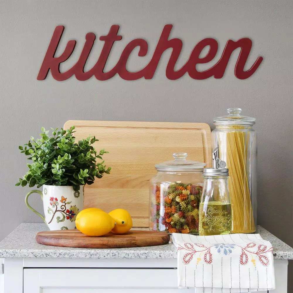 Stratton Home Decor Red Kitchen Wood Word Wall Sign - Farmhouse Style