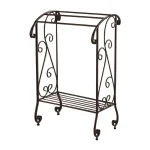 Kings Brand Furniture Classic Freestanding Towel Rack with 3 Bars and Shelf, Coffee Brown thumbnail 2