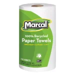 Marcal 100% Recycled 2-Ply Roll Towels, 8.8 x 11 in., 210 Sheets per Roll, 12 Rolls per Carton thumbnail 2