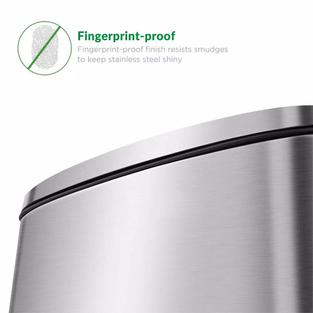 Boyel Living 13 Gallon Stainless Steel Rectangular Kitchen Step Trash Can with Silent Close Lid - Silver