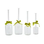 Two's Company Hand-Blown Glass Cylinder Vase Set of 4 with Sage Green Ribbon Detail thumbnail 2