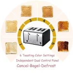 Boyel Living 1650W 4-Slice Wide Slot Toaster with Dual Independent Control Panels, Stainless Steel thumbnail 3