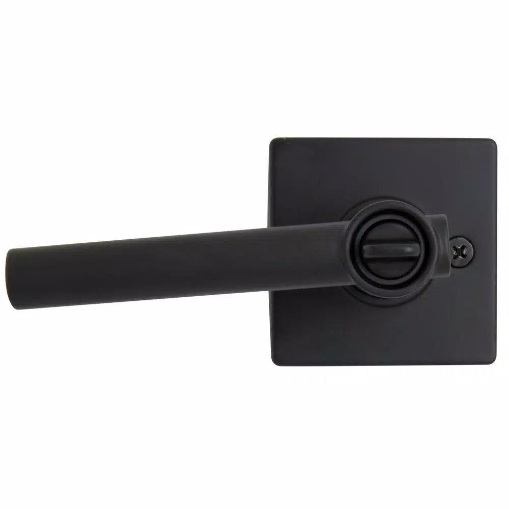 Defiant Highland Matte Black Keyed Entry Door Lever with Square Rose