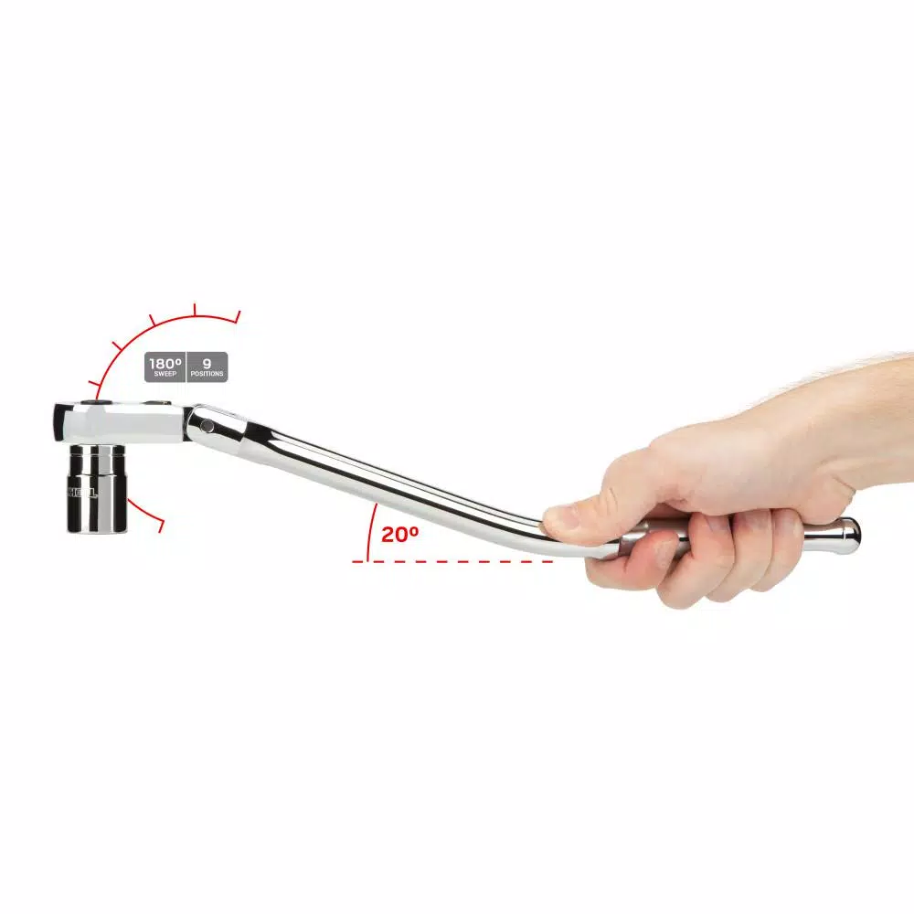 TEKTON 1/2 in. Drive 14 in. Flex Head Quick-Release Bent Handle Ratchet