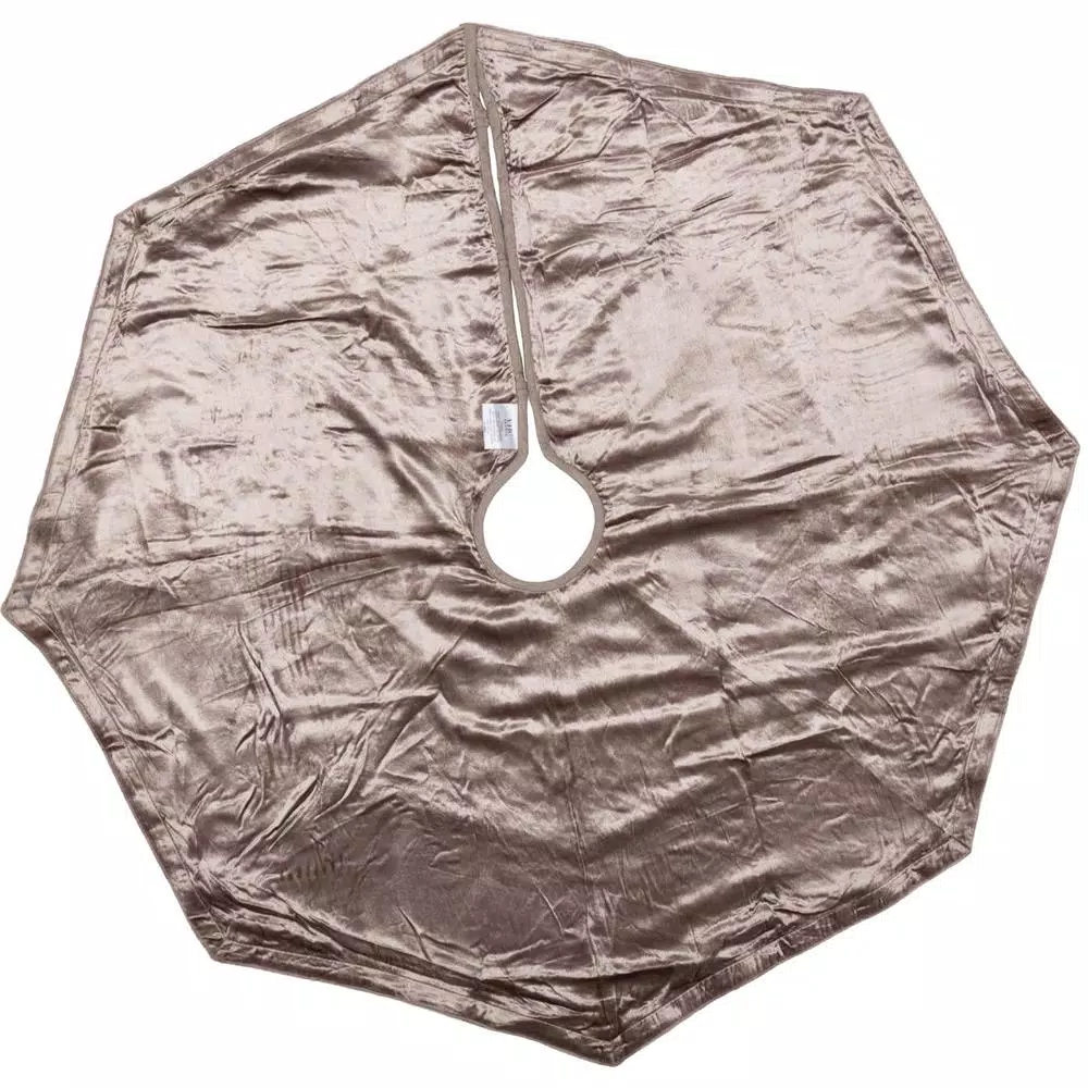 VHC Brands 48 in. Allura Dove Grey Glam Christmas Tree Skirt with Silver and Taupe Diamond Trim