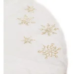 Manor Luxe 56 in. Snowflake Sequin Light Up Plush Christmas Tree Skirt - White thumbnail 3