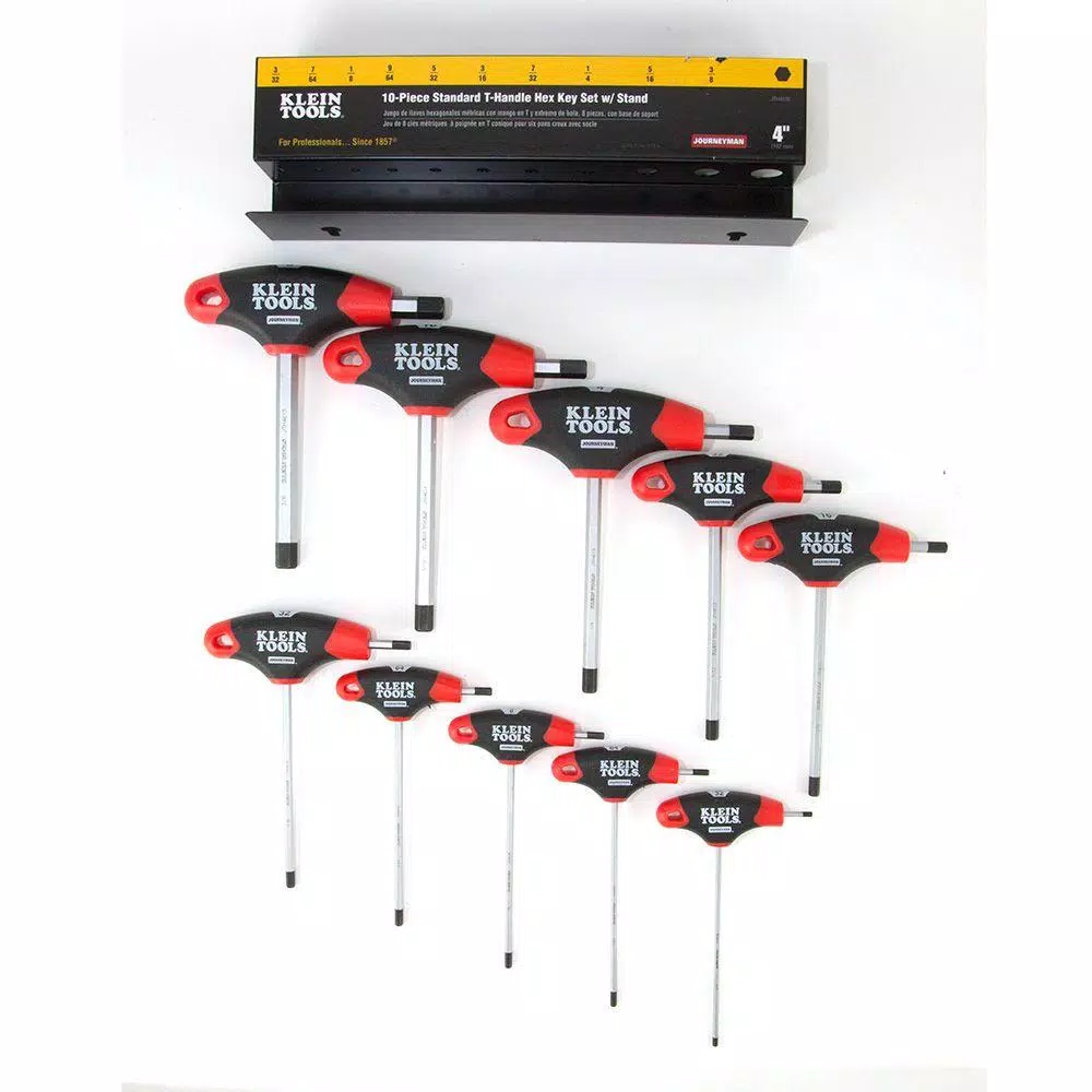 Klein Tools Journeyman 10-Piece SAE T-Handle Hex Key Set with Metal Stand