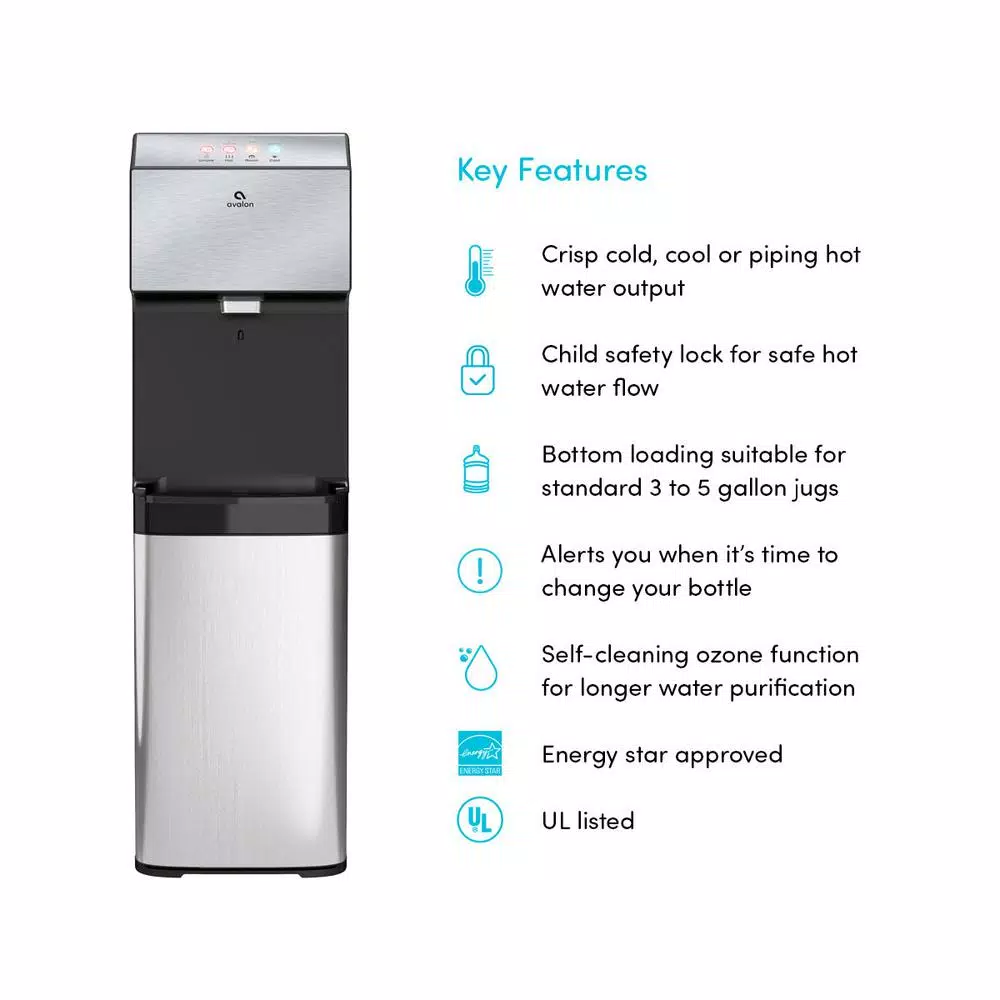 Avalon Bottom Loading Water Cooler Dispenser - 3 Temperatures, Self-Cleaning, Energy Star