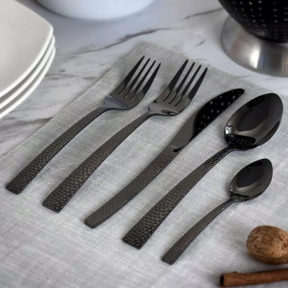 MegaChef Baily 20-Piece Black Stainless Steel Flatware Set, Service for 4