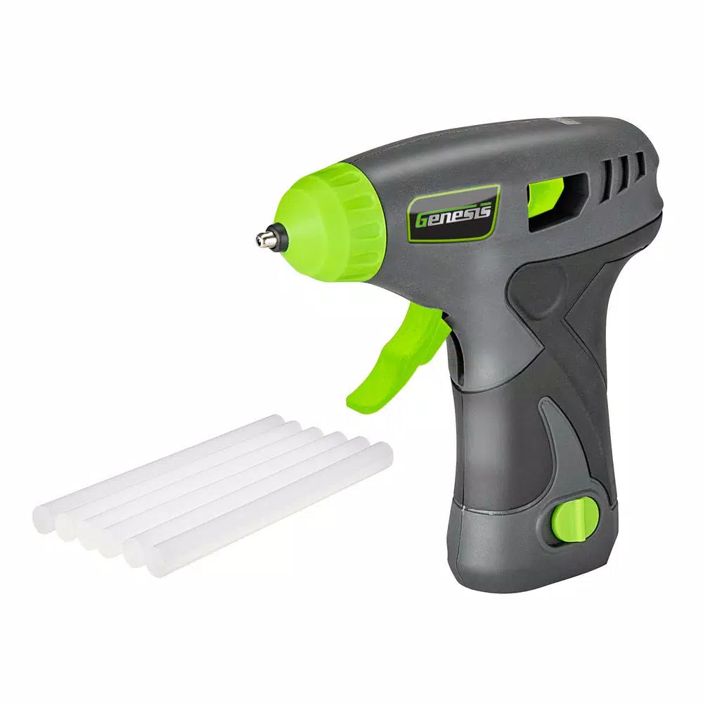 Genesis 8V Cordless Lithium-Ion Rapid Heat-Up Glue Gun Kit with Battery, Charger, and 6 Glue Sticks