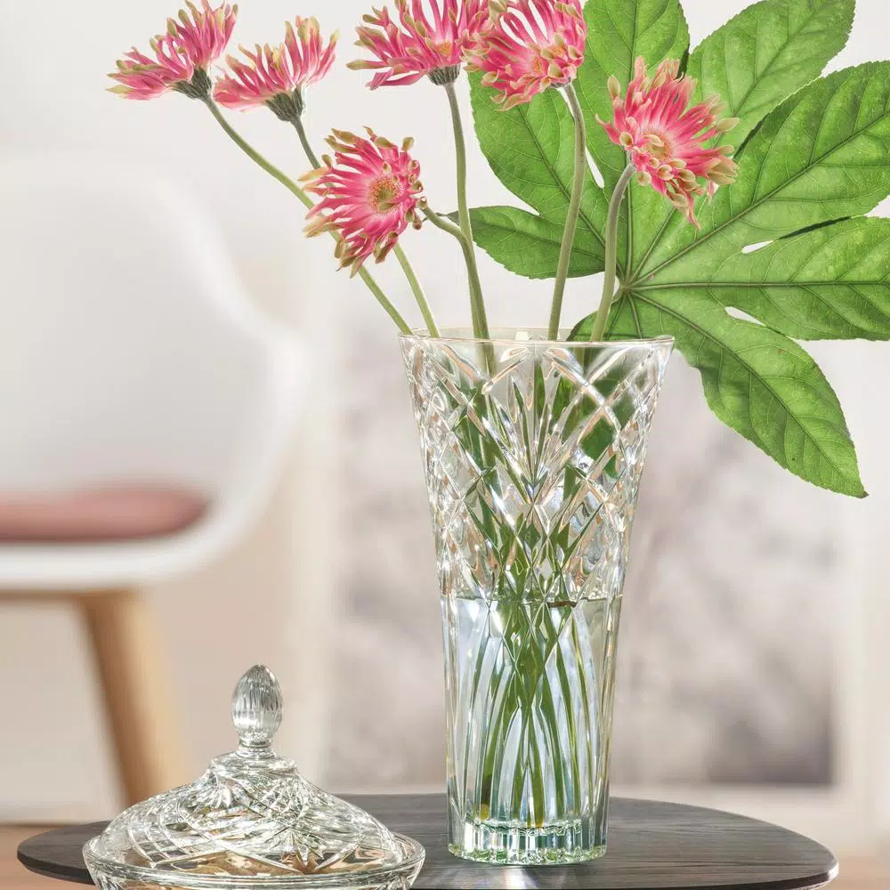 Lorren Home Trends RCR Melodia 12 in. Clear Cut Crystal Vase, Made in Italy