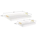Kate and Laurel Lipton 2-Piece Modern Glam Decorative Tray Set, White and Gold Wood Trays thumbnail 2
