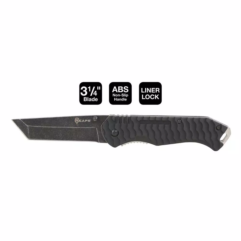 Sheffield REAPR TAC Tanto Knife Set - 2-Piece Fixed Blade and Folding Knife Set