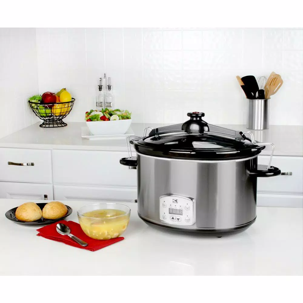KALORIK 8 Qt. Stainless Steel Digital Slow Cooker with Ceramic Crock and Locking Lid