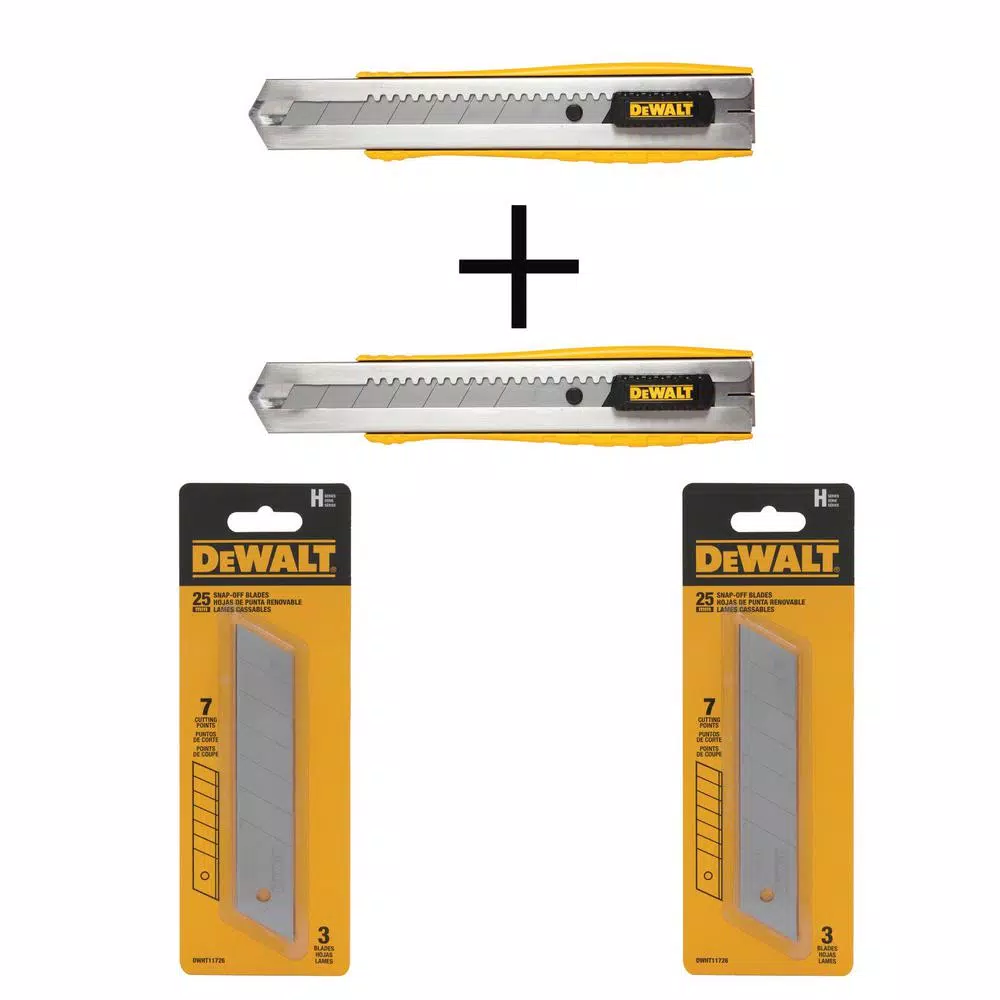 DEWALT 25 mm Metal Body Snap-Off Utility Knife Set (2-Pack) with 6 Replacement Blades