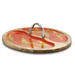 Gibson Elite Philomena 16 in. Enameled Mango Wood 2-Section Serving Tray with Handle, Brown thumbnail 1