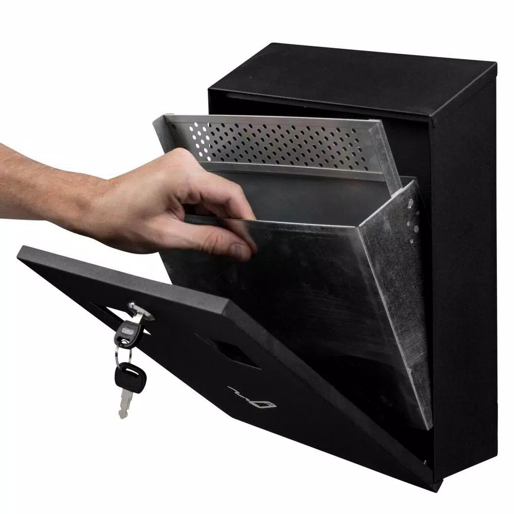 Alpine Industries Wall-Mounted Cigarette Disposal Station, Black Steel Outdoor Ashtray