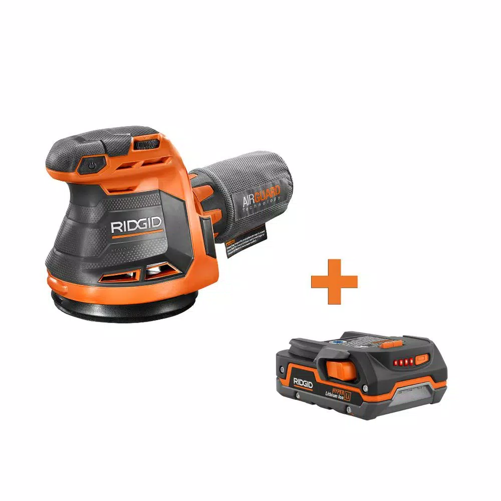 RIDGID 18V Cordless 5 in. Random Orbit Sander with 1.5 Ah Lithium-Ion Battery