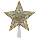 Northlight 9 in. Gold Glitter Star LED Christmas Tree Topper - Warm White Lights thumbnail 1