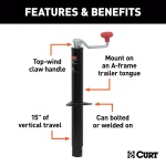 CURT A-Frame Trailer Jack with Top Handle, 5,000 lbs. Capacity, 15 in. Travel thumbnail 6