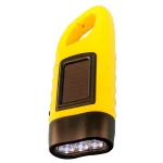 Mayday Hand Crank Flashlight with Solar Panel and Clip, Yellow thumbnail 4