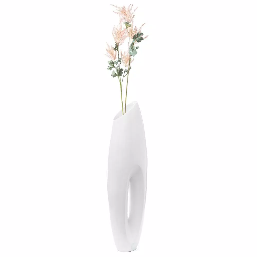 Uniquewise Modern White Magnesium Oxide Large Decorative Floor Vase - 40.5 in.