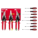 Milwaukee Aviation Snips 3-Pack and 8-Piece Screwdriver Set Bundle thumbnail 1