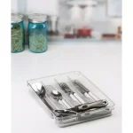 Kitchen Details 5-Compartment Cutlery Tray, Clear Plastic Utensil Organizer thumbnail 3