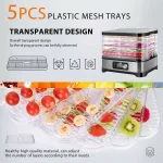 VIVOHOME 5-Tray Stainless Steel Food Dehydrator with Digital Timer and Temperature Control thumbnail 2