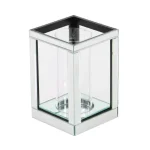 LITTON LANE 10 in. Silver Wood and Clear Glass Candle Holder, Modern Glam Candlestick thumbnail 5