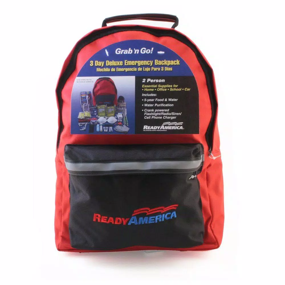 Ready America Grab ‘n Go 2-Person 3-Day Deluxe Emergency Kit with Backpack