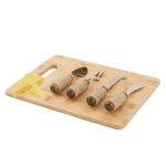 Mind Reader 4-Piece Stainless Steel Cheese Knife Set with Decorative Rope Wrapped Wood Handles thumbnail 3