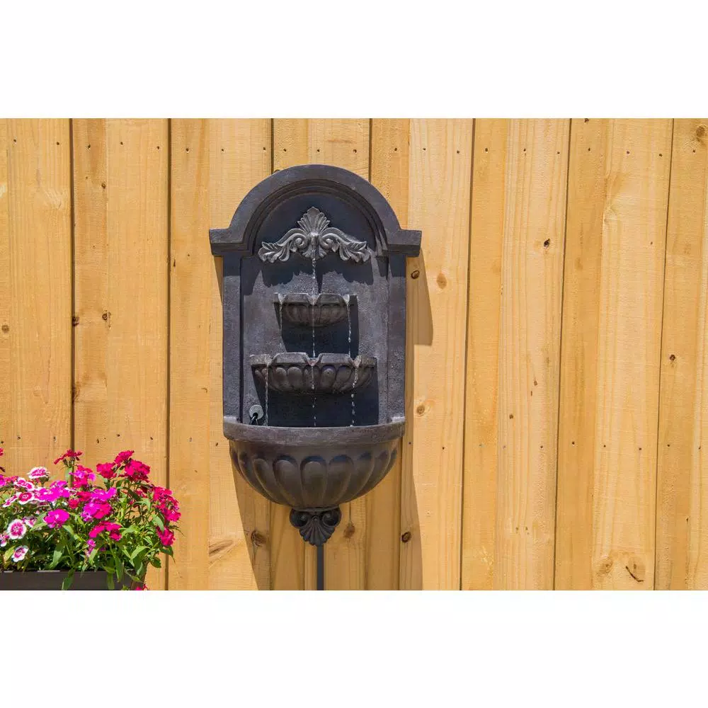 Kenroy Home San Pablo Resin Wall Fountain with LED Light, Plum Bronze, 35-inch