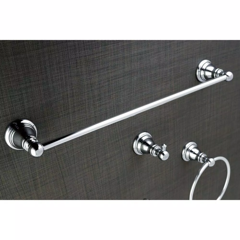Kingston Brass Classic 4-Piece Polished Chrome Bath Hardware Set - Transitional Style