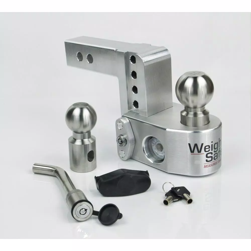 Weigh Safe Weigh-Safe 4 in. Drop Adjustable Class V Ball Mount with Built-in Hydraulic Scale
