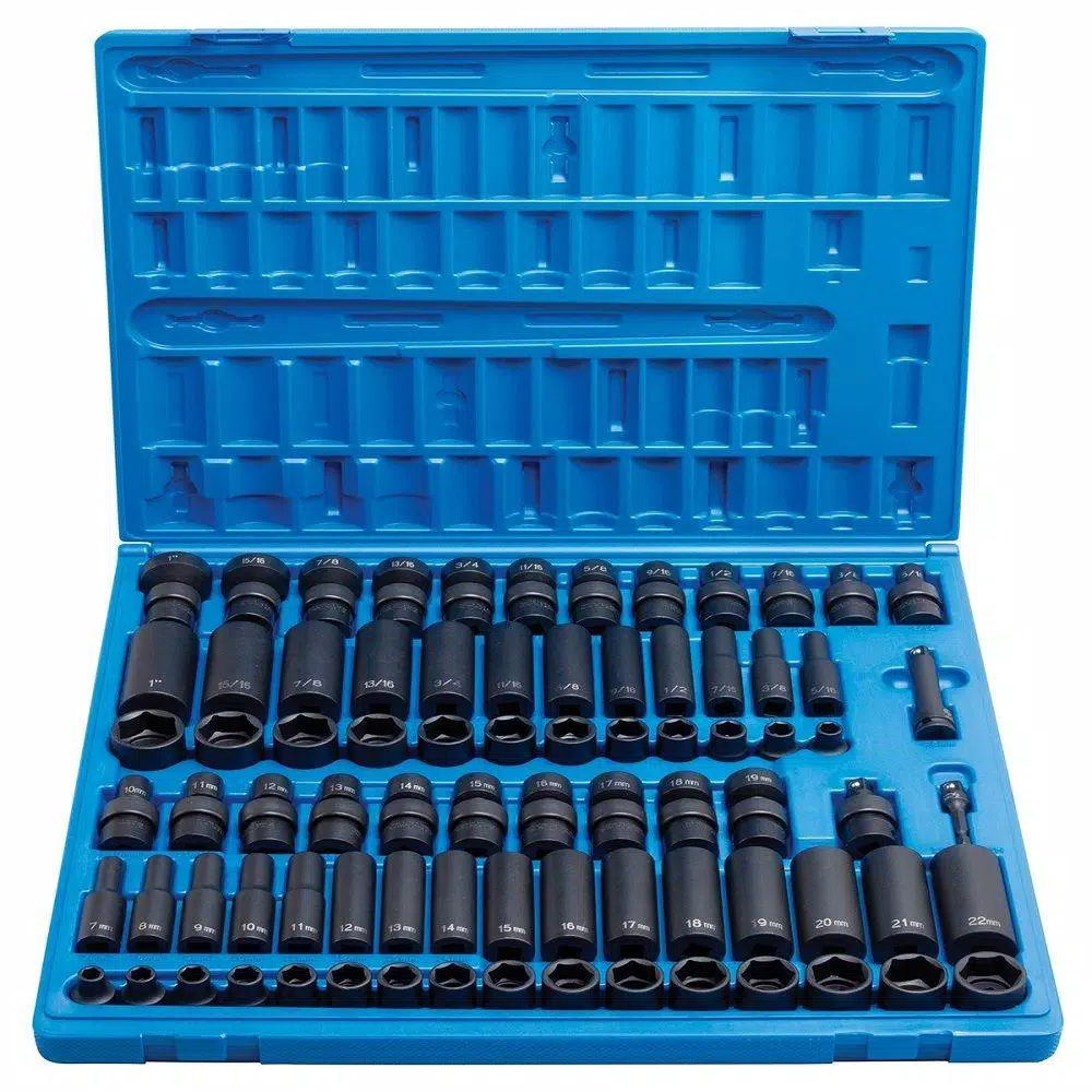 GP 81-Piece 3/8 in. Drive Impact Socket Set, Metric and SAE, Chrome-Molybdenum Steel
