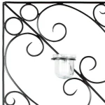 Safavieh Black Wrought Iron Square Votive Wall Decor Candle Sconce with Glass Holders thumbnail 2