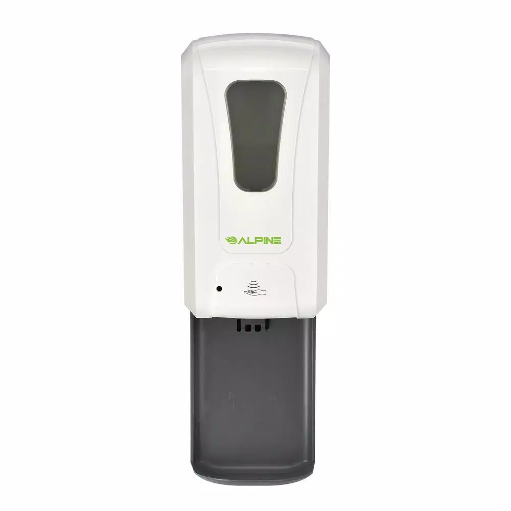 Alpine Industries 1200ml Automatic Foam Hand Sanitizer Soap Dispenser with Drip Tray, White