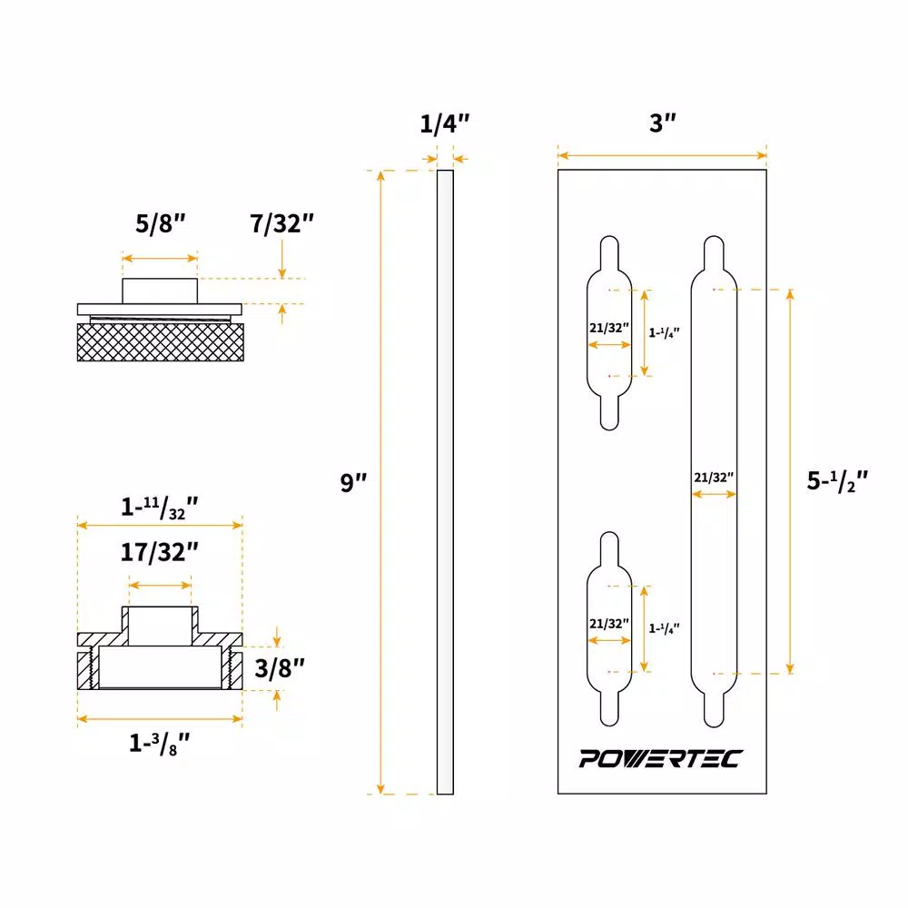 POWERTEC 71120 Picture Hanging Keyhole Template for Router