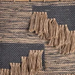 LR Home Rustic Natural and Black Fringed Wall Tapestry - Hand-Loomed Jute and Cotton Wall Hanging thumbnail 3