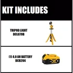 DEWALT 20V MAX 3000-Lumen Cordless LED Tripod Work Light with 4.0Ah Battery thumbnail 2