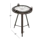 LITTON LANE 24 in. Iron Compass and Porthole Analog Clock Table, Nautical Industrial Decor thumbnail 4