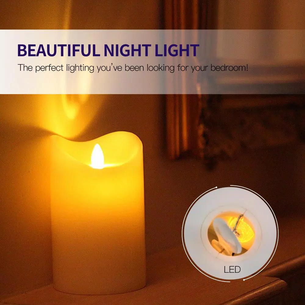 Novelty Place Flickering LED Candles, Lifelike Swinging Flame Flameless Battery Powered Warm White